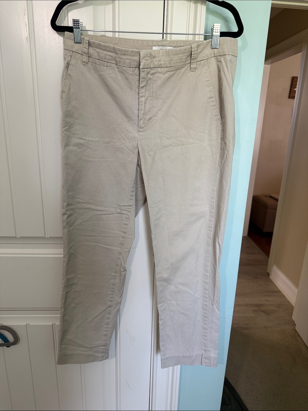 Vince Beige Cropped Straight-Leg Pants